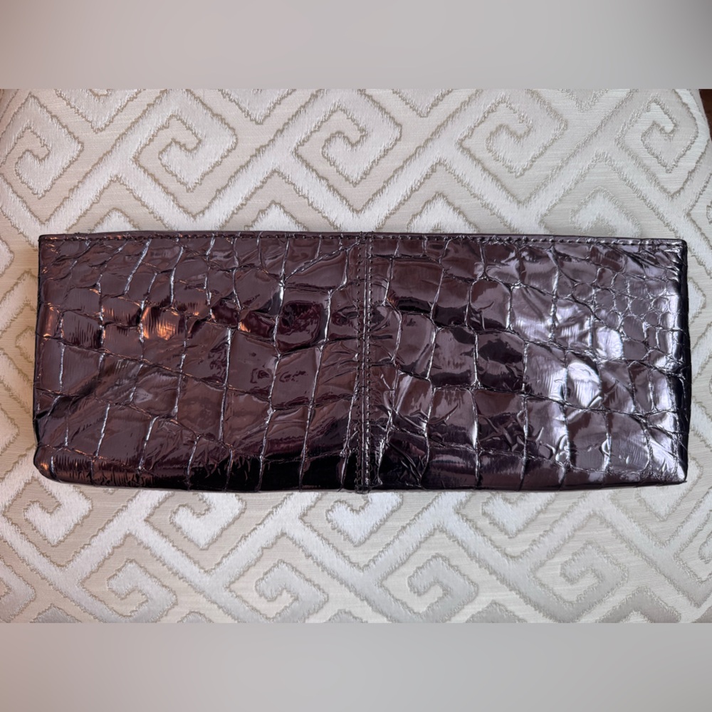 Crocodile Embossed Leather Clutch